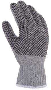 Guante tipo japonés gris con puntos de pvc en palma y dorso DermaCare 16-202