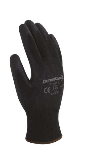 Guante nylon negro con poliuretano DermaCare 51-600