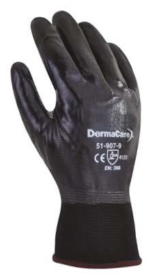 Guante nylon negro con recubrimiento total
de nitrilo sólido DemarCare 51-907
