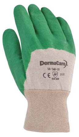 Guante de algodón con látex verde en palma y
medio dorso DemarCare 56-340
